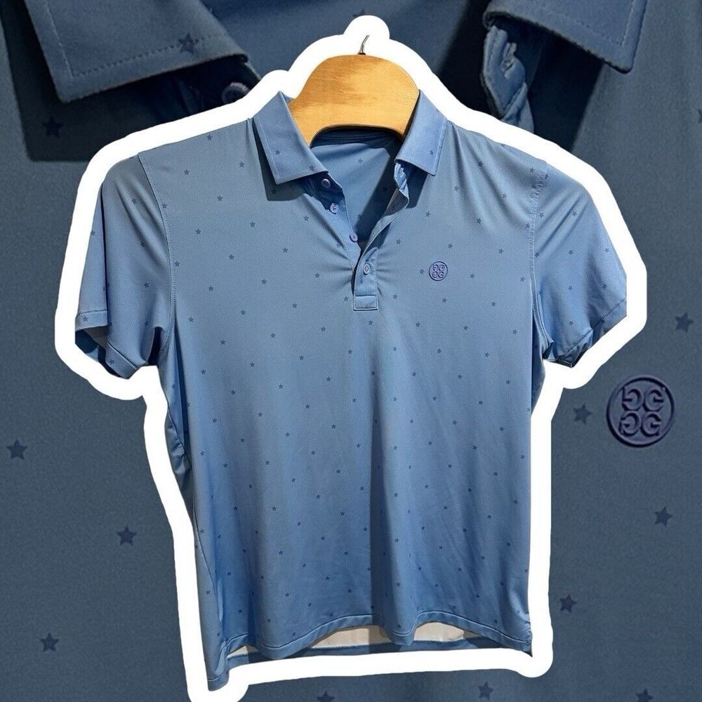 G/Fore Polo Shirt Mens Large  Blue Stars Golf‎ Performance Breathable